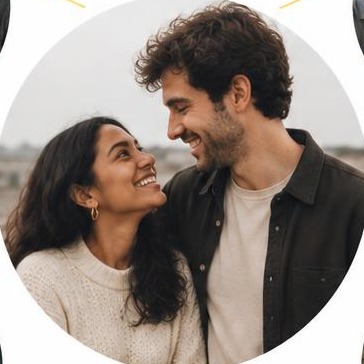 A couple smiling at each other