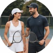 A couple playing tennis